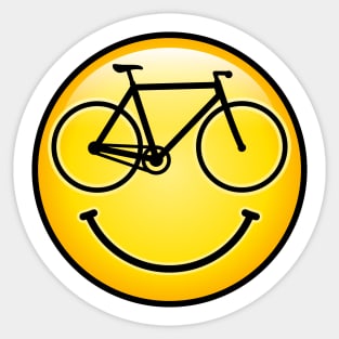 Bike Bicycle Smiley Happy Yellow Face Sticker